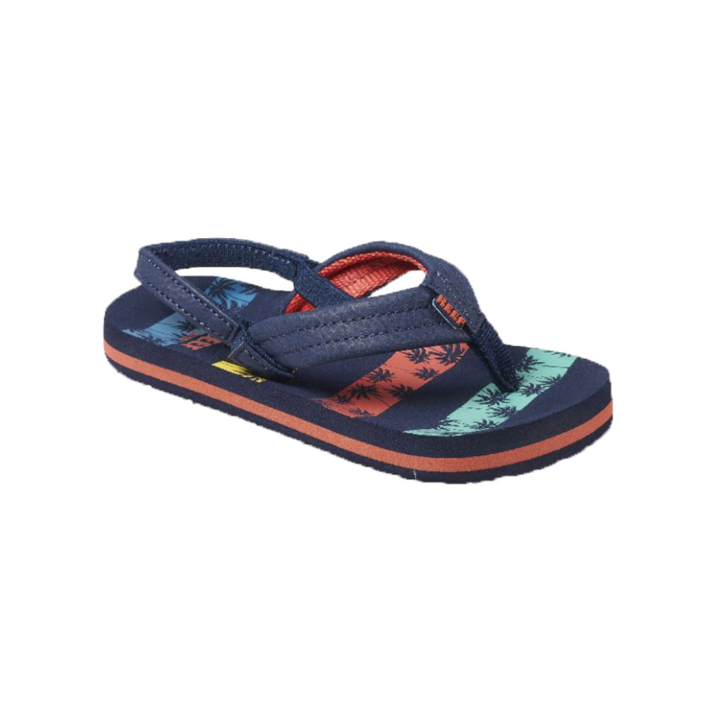 REEF Toddler Flip Flop Little Ahi nvy palms stripe
