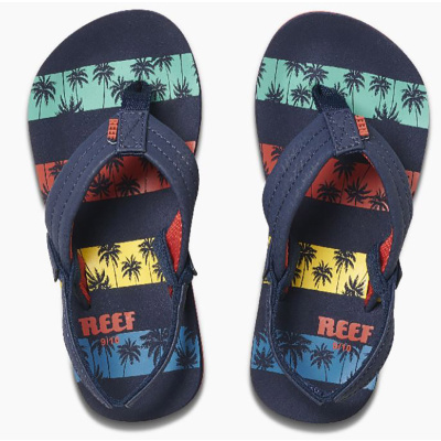 REEF Toddler Flip Flop Little Ahi nvy palms stripe