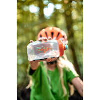 FIDLOCK Bike Bottle 450 Kids + Uni Base  transparent weiß design: orange/blau