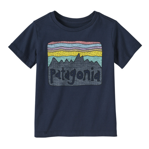 PATAGONIA Kids T-Shirt Regenerative Organic Certified Cotton Fitz Roy Skies new navy