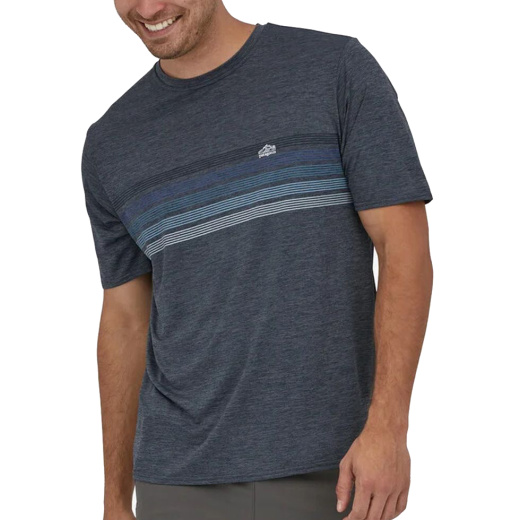 PATAGONIA Fkt. T-Shirt Cap Cool Daily Graphic line logo ridge stripe: smolder blue x-dye