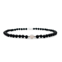 MEER MATE necklace lava stone beads with silver and rose...