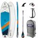 WHITE WATER SUP Set White Water Funtour 114" X 32" X 6" Oceanpetrol + Tasche, Double Action Pumpe, Carbon/Nylon 20% Paddel 3-Pcs, Coiled Leash