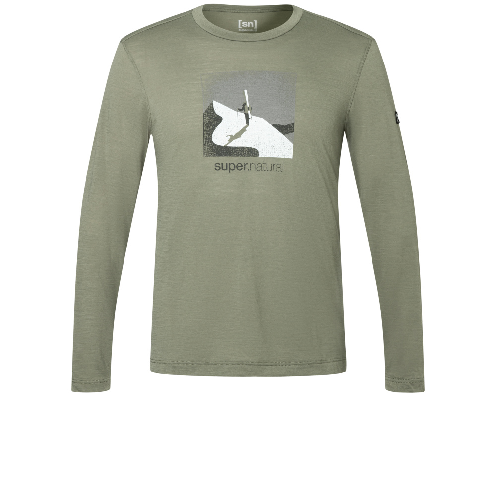 SUPERNATURAL Base Layer Longsleeve Almost Done balsam green/various