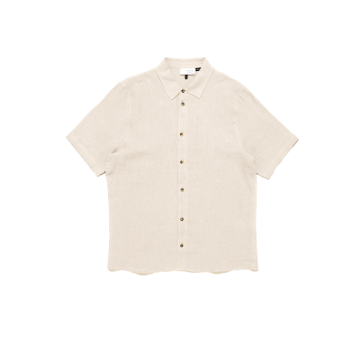 MAZINE Button Down Shortsleeve Linen Shirt moon
