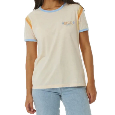 RIP CURL Women T-Shirt Ringer Surf Revival Tee off white