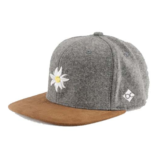 BAVARIAN CAPS Cap Edelweiss grey with leather